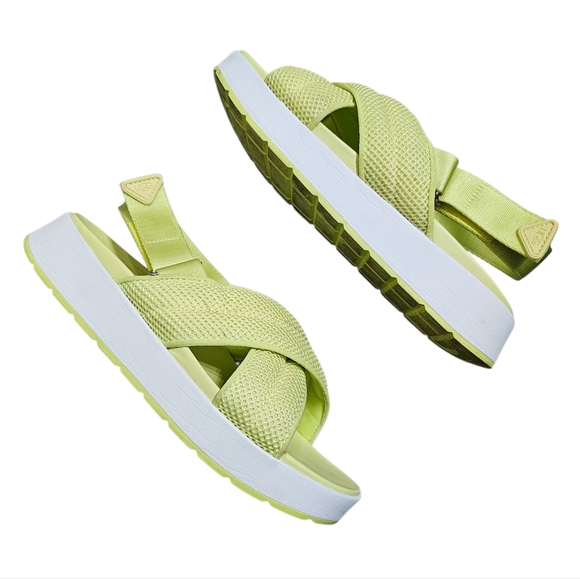 Ugg Nella Platform Slingback Sandals Pollen Lime Green Mesh Sz 9.5 - Picture 3 of 7